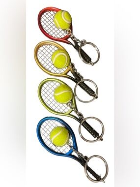 Tennis Racket Keychain with Mini Tennis Ball - Choose Your Color